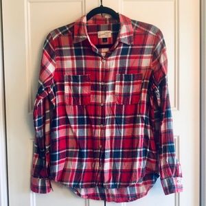 🩶5/$30 Universal Thread by Target Red White & Blue Plaid Button Down Size Small